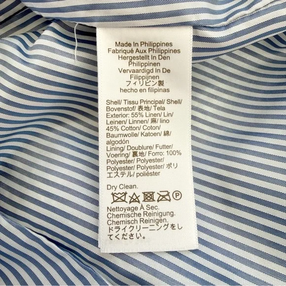 J. Crew Factory Herringbone One Button Blue White Blazer Size 4 - Picture 11 of 12